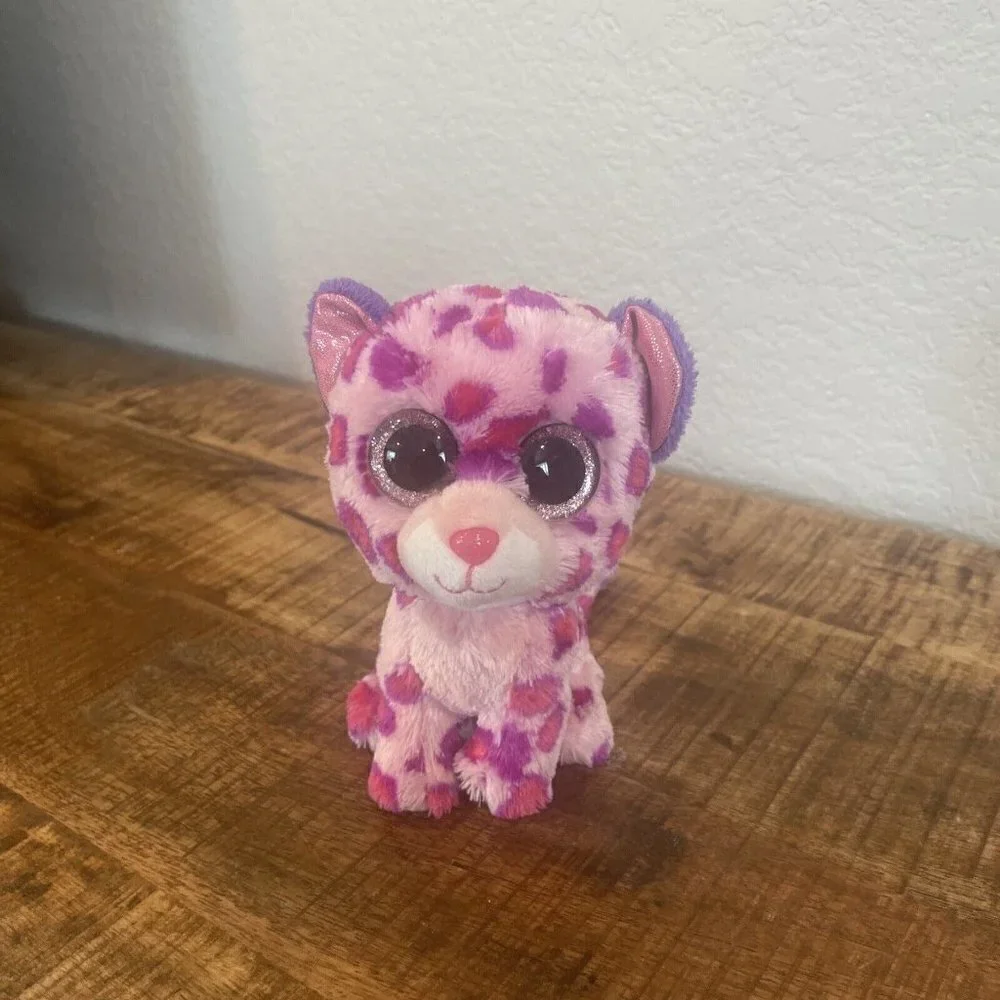 TY Beanie Boo's 6” inch Glamour Pink Purple Leopard Cat May 5 th Birthday  2015